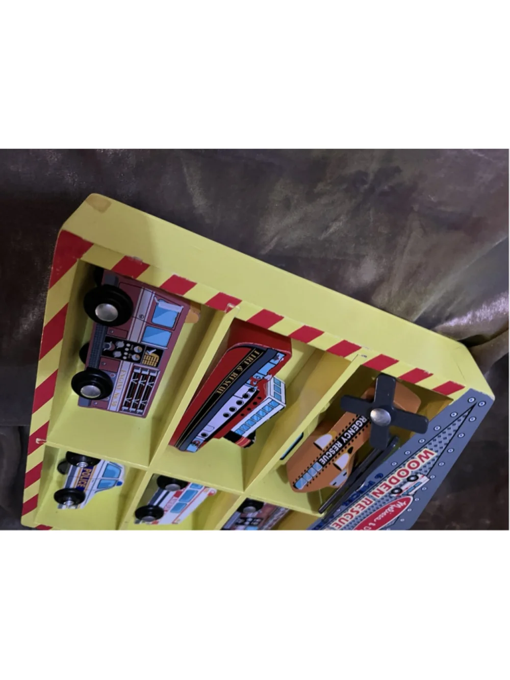 Melissa & Doug Wooden Rescue Vehicles Firetruck Police Car Educational Toy
